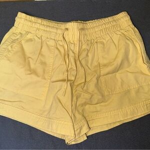 Forever 21 Yellow High Waisted Cargo Drawstring Shorts